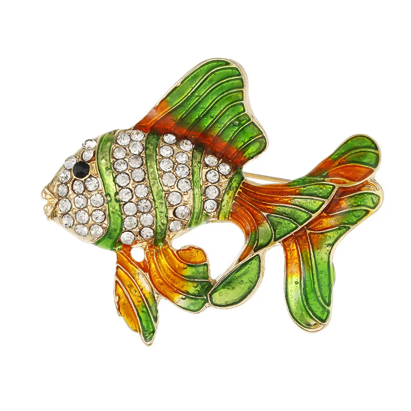 

Creative Rhinestone Tropical Fish Brooches For Women Men Trendy Fish Sea Animal Brooch Suit Coat Casual Jewelry Accessories Gift