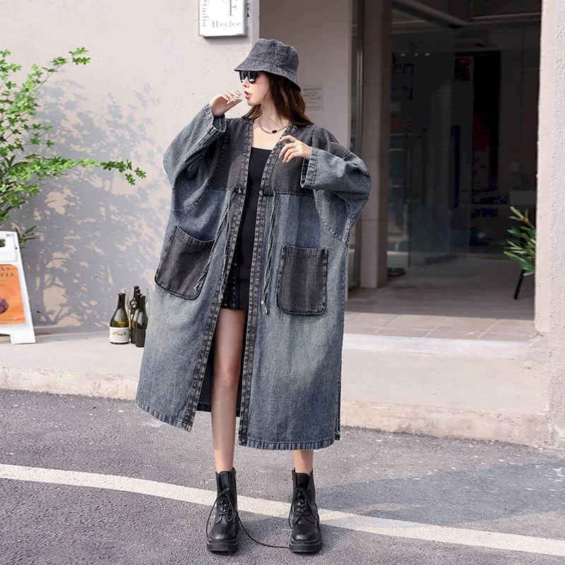 Джинсовая куртка в стиле пэчворк Женские винтажные Топы с длинным рукавом