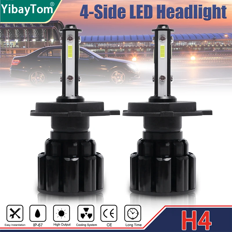 

2x Bright Durable 120W H4 9003 HB2 LED Headlight Bulbs Car Headlamp 20000LM 6000K 12V White Hi/Lo Beam DRL Fog Light Replacement