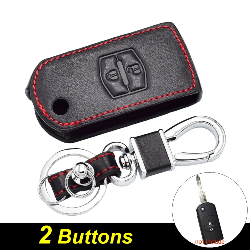 

Кожаный чехол ATOBABI для автомобильного ключа, брелок для Mazda 2, 3, 5, 6 дюймов, MX-5 Atenza Biante Demio Premacy MPV, складной чехол с дистанционным управлением