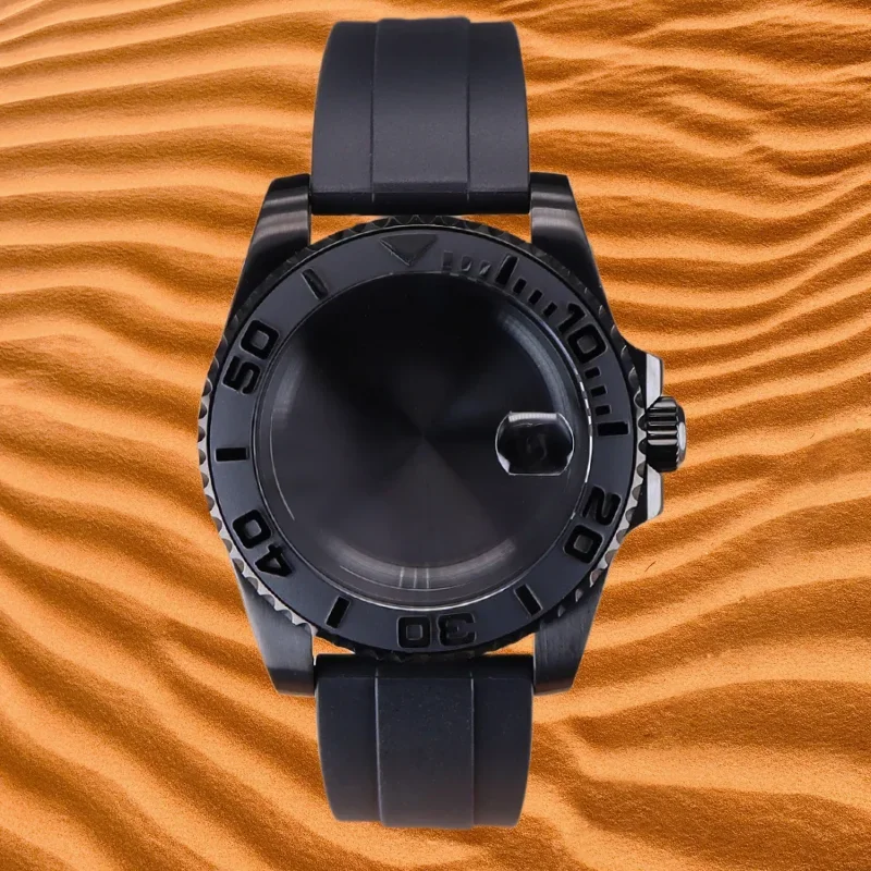 Черный мужской ремешок для часов 40 мм резиновый Seko Nh34 Nh35 Nh36 Nh38 Miyota 8215 Eta 2824