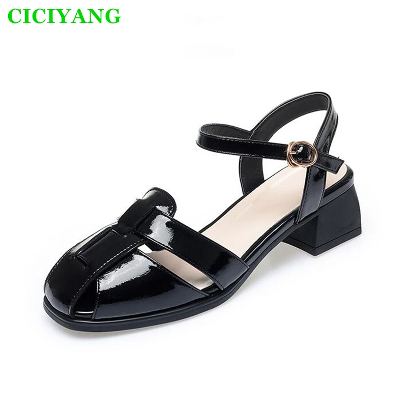 

CICIYANG Women's Summer Sandals Fashion Hollow-out 2022 New Dress Sandals Women Roman Weave Low Heels Closed Sandal Ladies Shoes