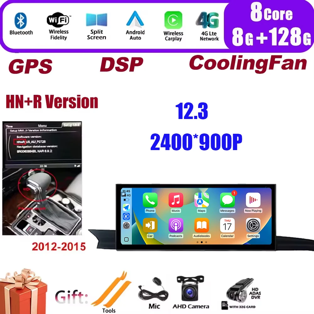 

12,3-дюймовый сенсорный экран для Audi A6 A6L A7 C7 2012-2018 Android 15, автомобильный стерео радио Carplay, автомониторы, мультимедийная GPS-навигация