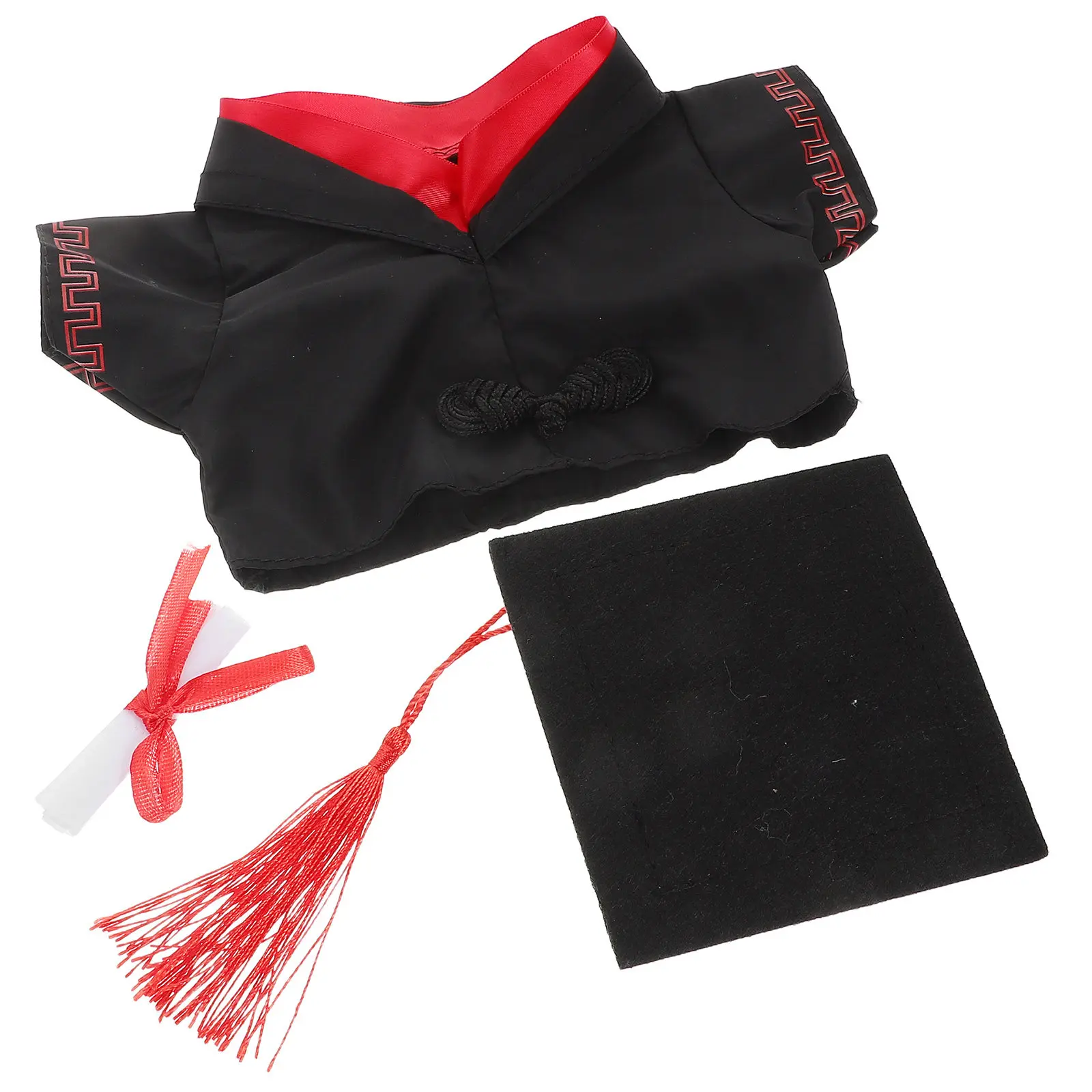 Фото Набор для выпускного сезона: комплект одежды и шапка выпускника для мягких игрушек, уникальный подарок на выпускной для детей, милый и забавный. №1