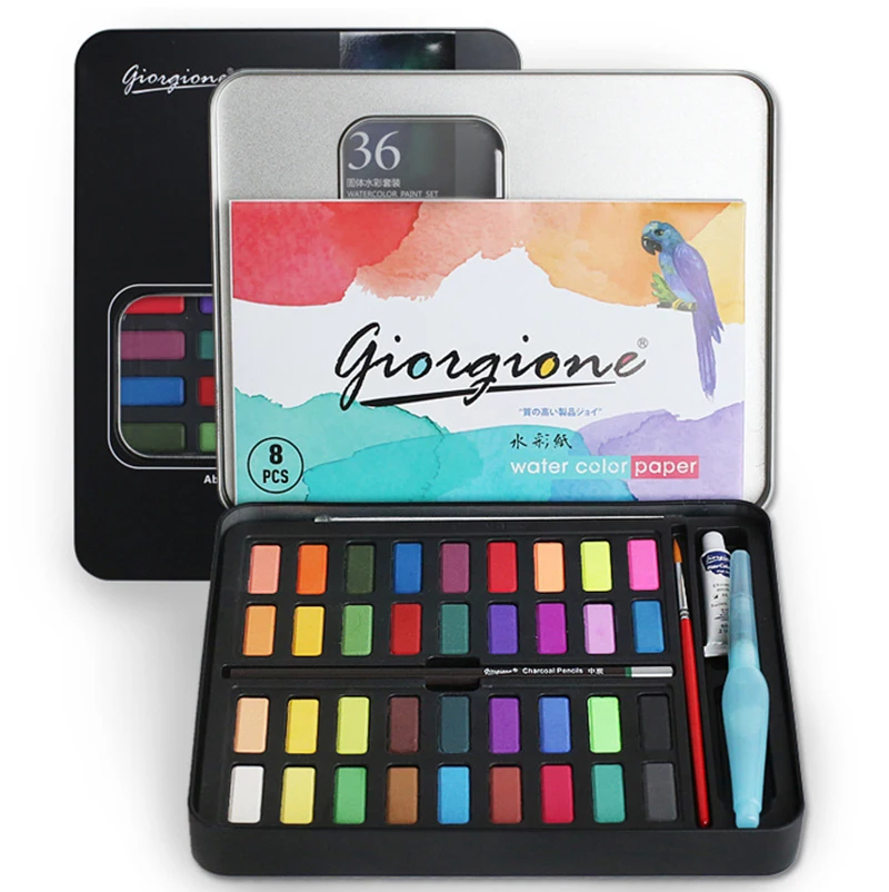 

Watercolor Paint Set 36/48 Vivid Colors in a Metal Watercolor Box Watercolor Brush Perfect for Students Kids Beginners & Adults