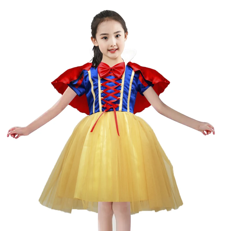 

Halloween Children's Costume Girls Dress Cosplay Costume Dress Performance Puff Skirt Yellow and Blue With Princess Dress