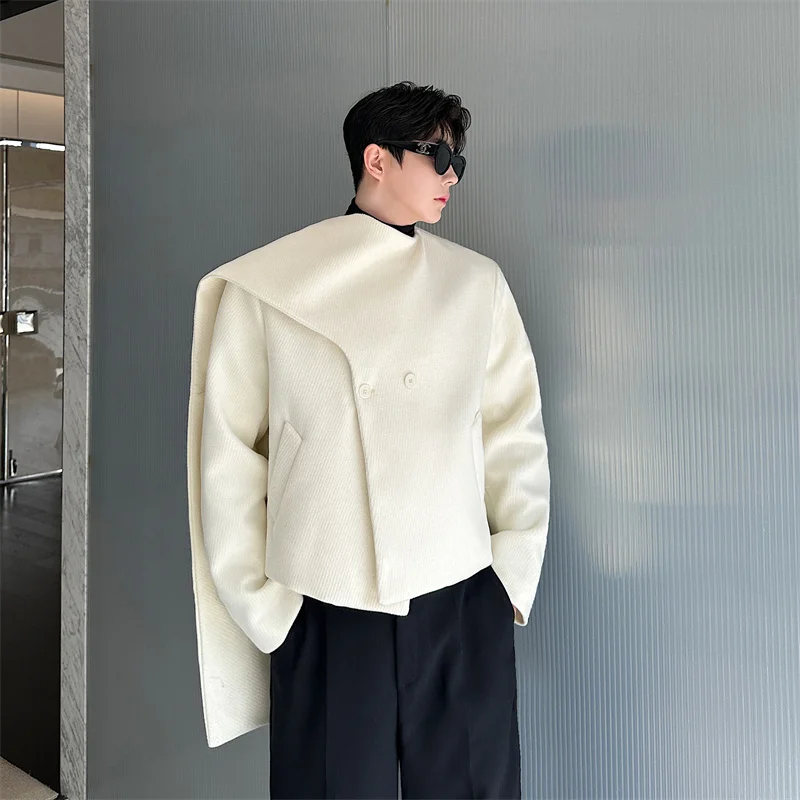 Пальто NOYMEI мужское зимнее Новое утепленное дизайнерское двубортное однотонное