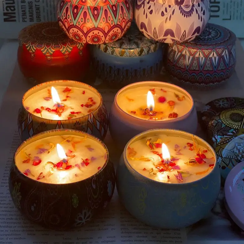 Scented Candles jar Vintage Flower Candle Jars Soy Wax Fragrance Candle Wedding Gift Home Decoration 13 Kinds Scents