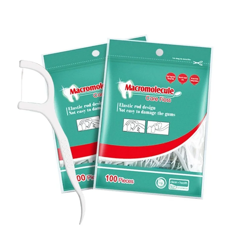 

100PCS Dental Floss Picks Clean Between Teeth Flosser Toothpicks Travel Portable Zip Bag Disposable Toothbrush