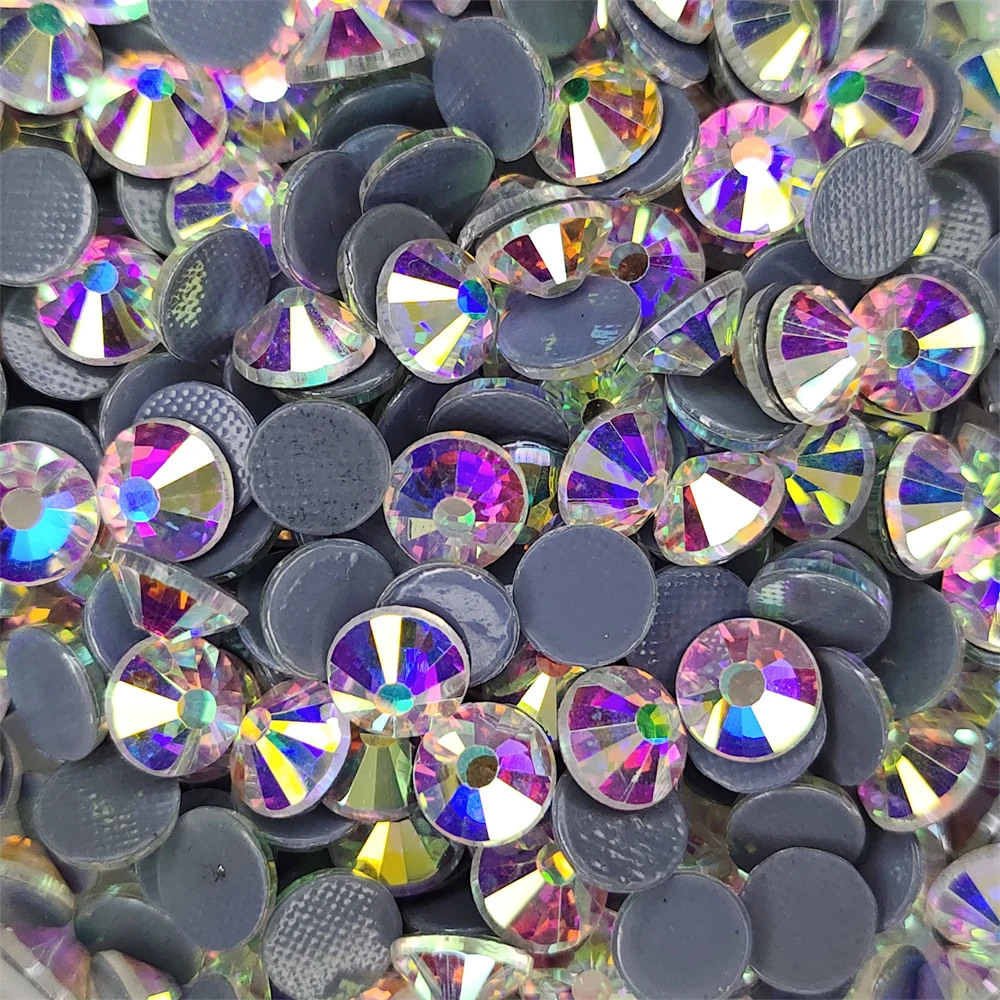 All Size Top Quality Crystal AB/Clear Super Bright Hot-Fix Rhinestones Glass Strass Iron On Stone For Fabric Garment