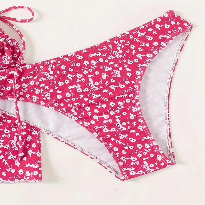 Женский раздельный купальник-бикини с юбкой и принтом