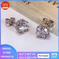 with credentials 925 silver needle earrings popular style high quality 2 0ct white created diamond stud earrings daily wear ear
