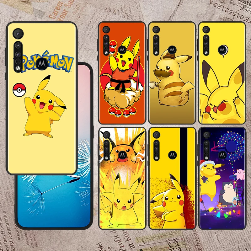 

Hot The Pokemon Pikachu For Motorola Moto G60S G60 Edge 20 E20 E7i E6i E6S G9 G8 Plus G Power One Fusion Black Phone Case