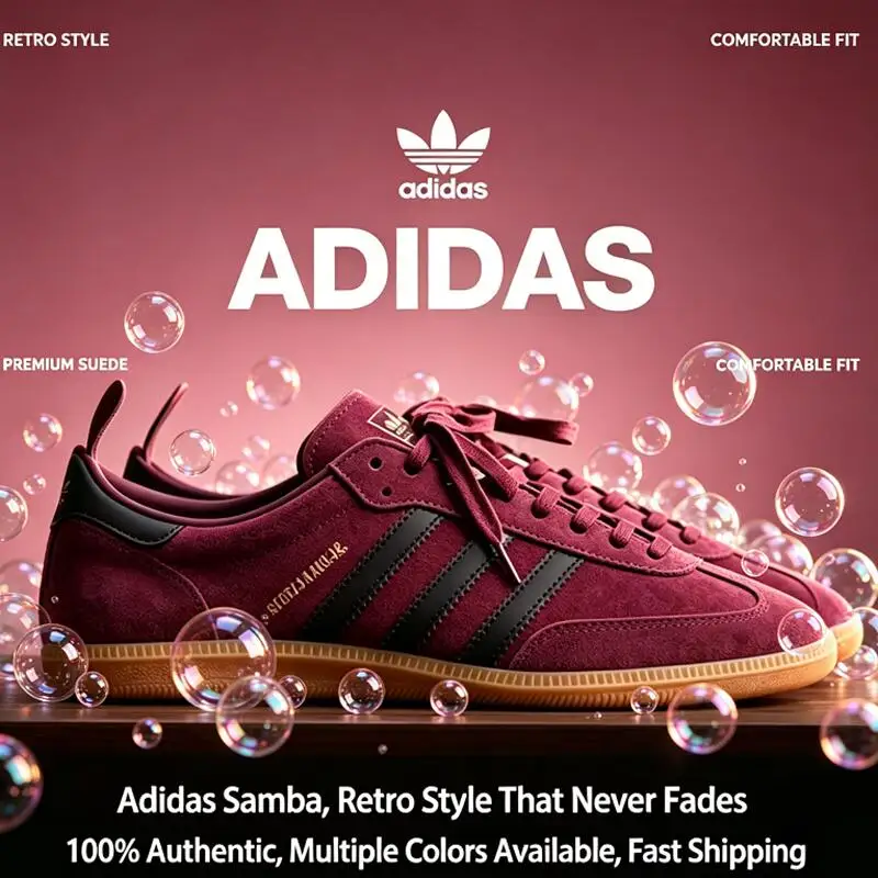 Фото Низкие кроссовки унисекс Adidas Samba Trefoil, классические износостойкие модные повседневные кроссовки в уличном стиле JR3848 №1