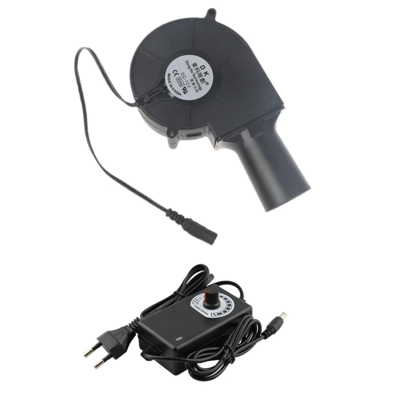 

EU Plug 12V BBQ Fan Cooking Blower with Speed Controllers BBQ Wood Stove Collector Tube Speed Regulation Power Adapters