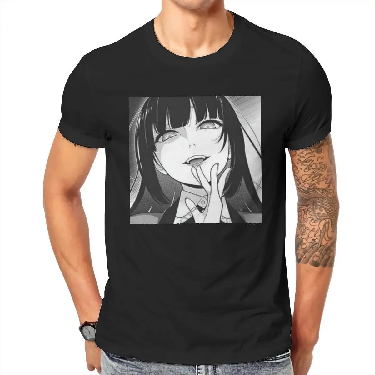 Yumeko Jabami Gambling School  Men T Shirt Kakegurui Anime Manga Girl Tees Short Sleeve T-Shirts Pure Cotton Summer Clothing