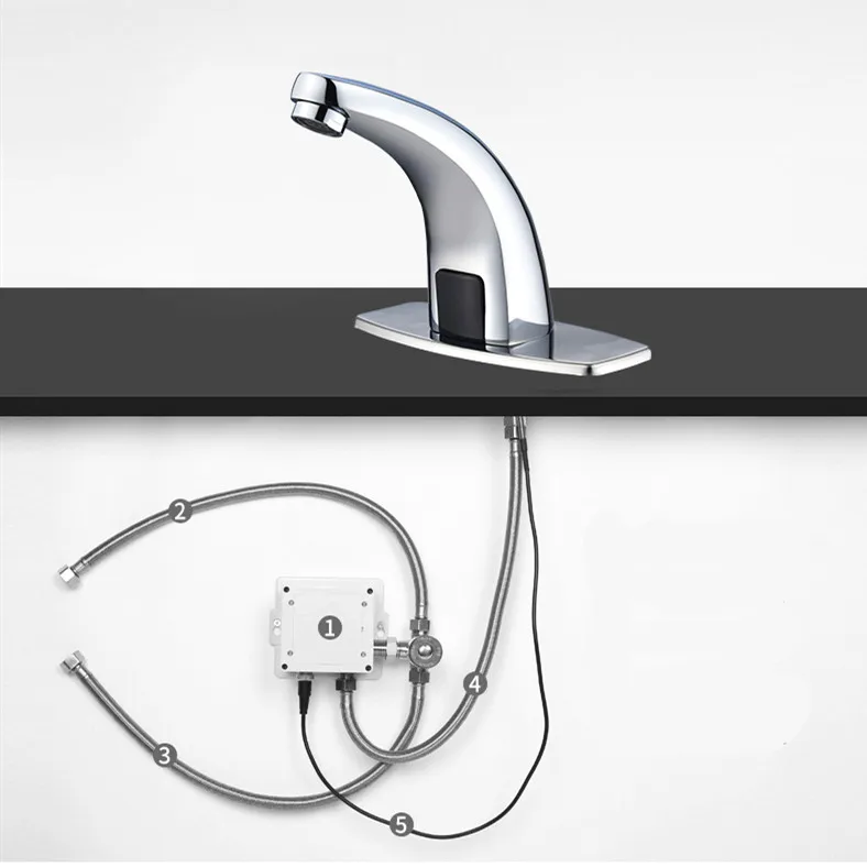 

High quantity Brass chrome deck mounted automatic tap faucet with solenoid valve