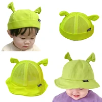 cartoon shrek summer straw hat infant kids bucket hats for girls baby cap anime costumes prop model accessory party toy