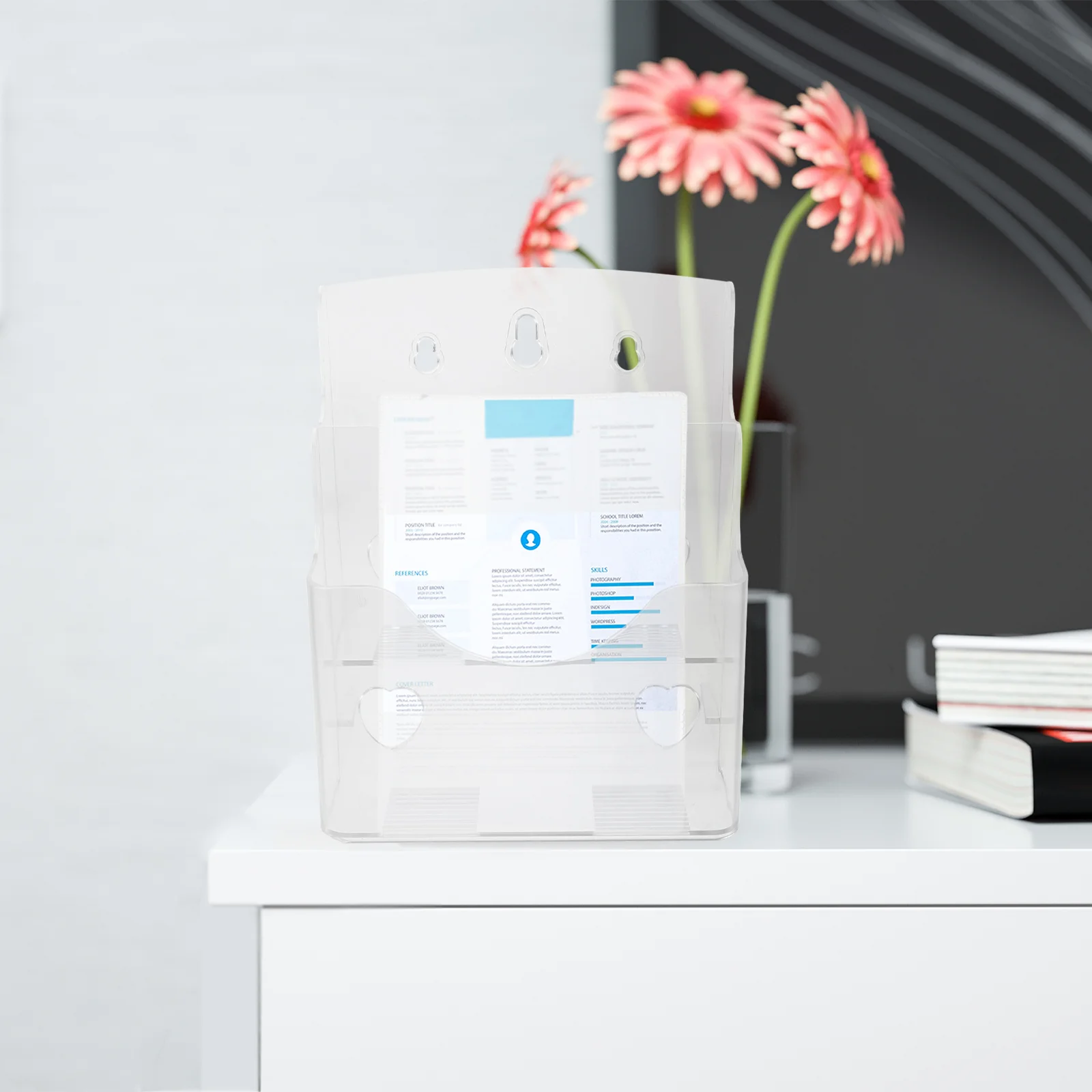 

Folding Rack Brochure Holder Wall Mount Acrylic Sign Flyer Magazine Literature Organizer