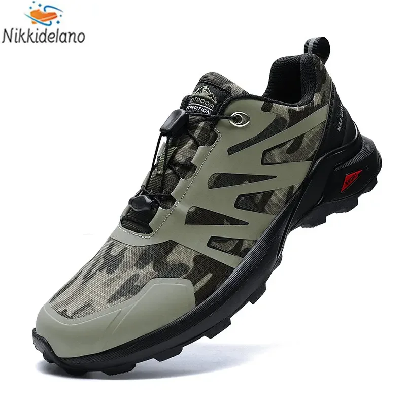 

Летняя мужская обувь, уличная походная обувь для мужчин, новинка 2023, сетчатые треккинговые ботинки, Нескользящие строительные кроссовки дл...