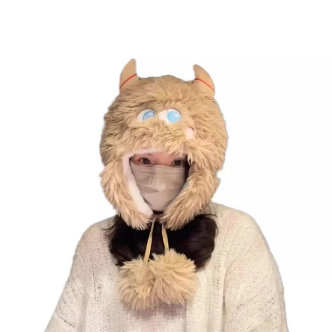 Женская плюшевая шапка-ушанка универсальная теплая с утепленным рукавом