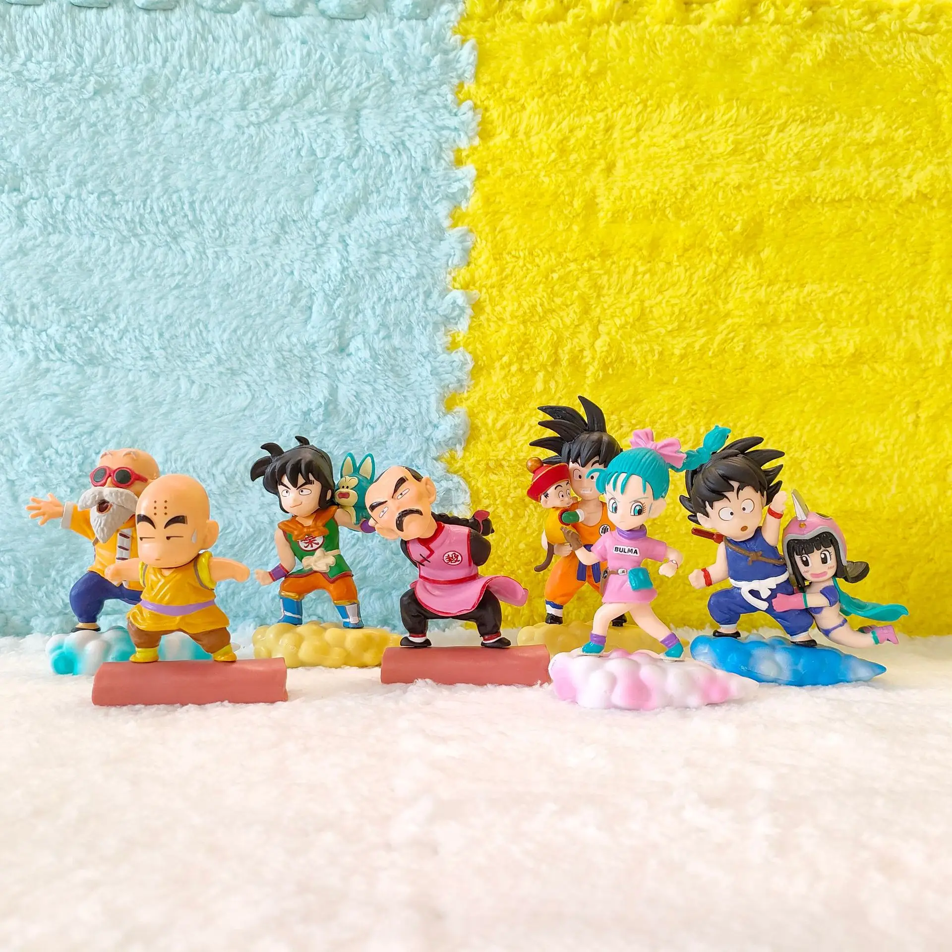 

7pcs/Set 7.5-11.5cm Dragon Ball Anime Figures Son Goku Kuririn Bulma Tao Pai Pai Kame Sennin Yamcha PVC Action Figure Toys Doll