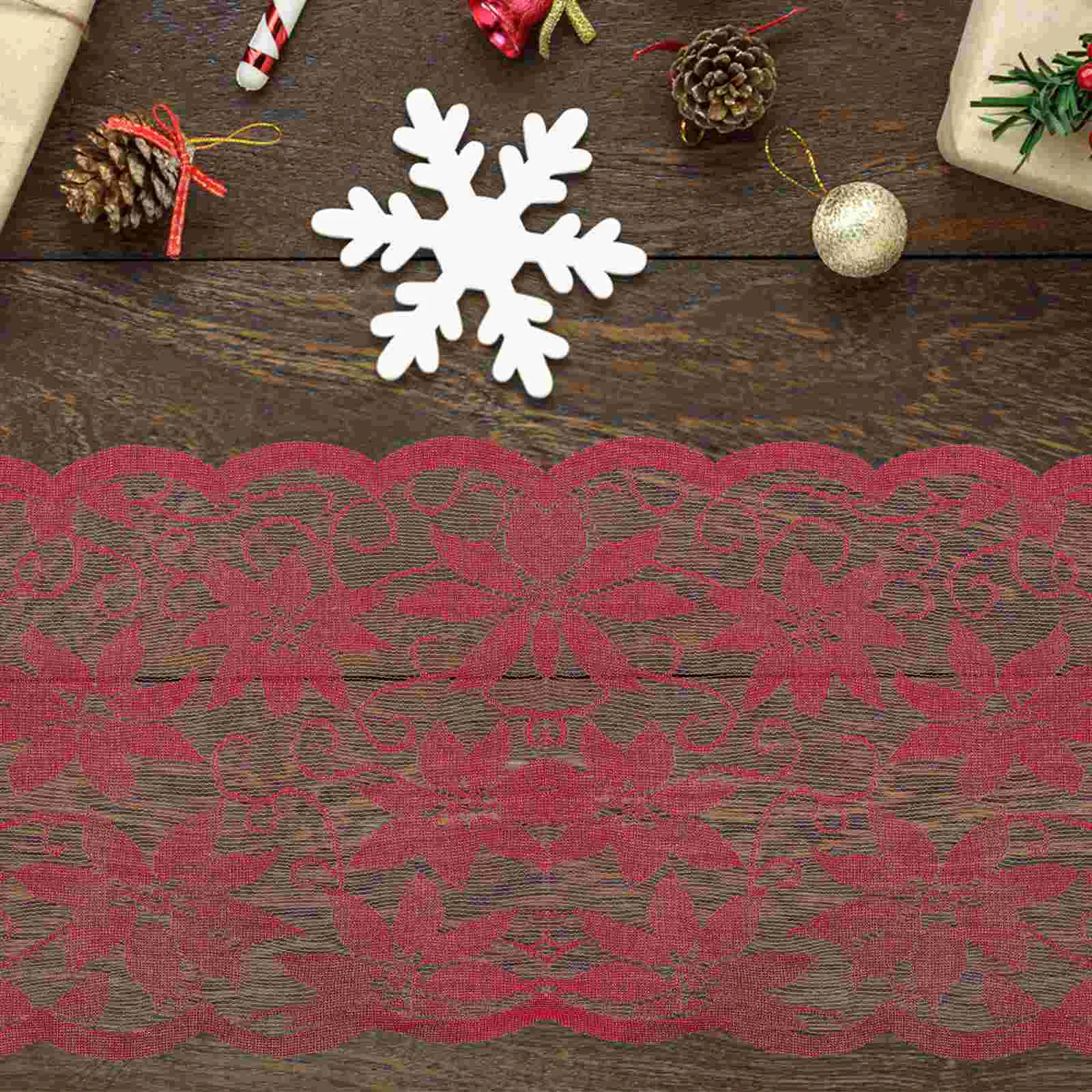 

Table Christmas Lace Tablecloth Cover Runner Cloth Red Fall Flag Tablecover Tablecloths Floral Lacechristmas Runners Poinsettia