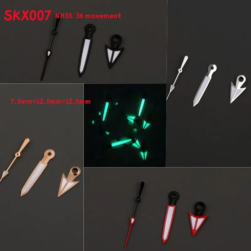 

Mod Watch Accessories Super Green Luminous SKX007 Silver Red Black Gold Watch Hands Fits For SKX007 SKX009 NH35 NH36 Movement