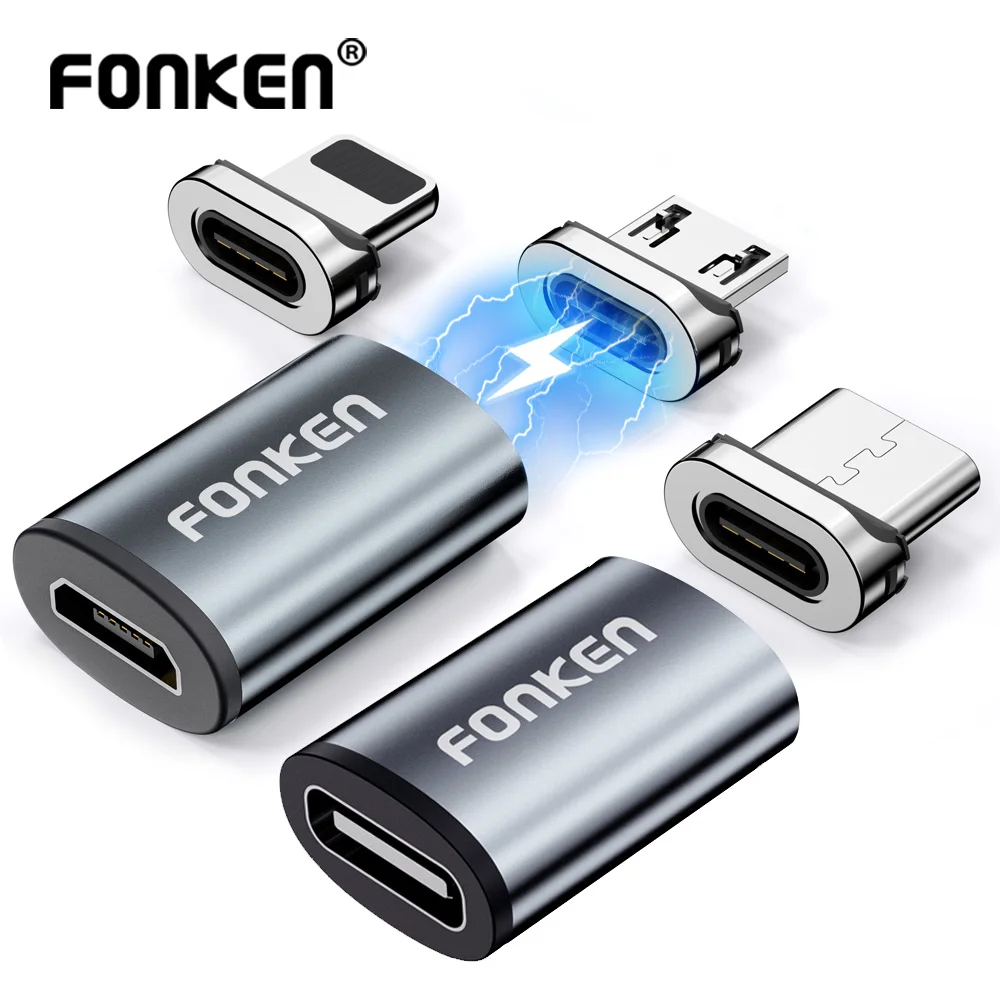 

FONKEN USB Cable Magnetic Adapter Micro USB Type C Magnetic Charger Connector For iPhone Samsung Usbc 3 in 1 Charging Converter