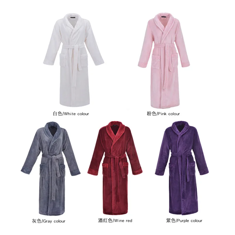 Flannel Pajamas In Autumn and Winter Lengthened and Thickened Bathrobes Men's Bathrobes Coral Velvet Bathrobes Women's Hotels