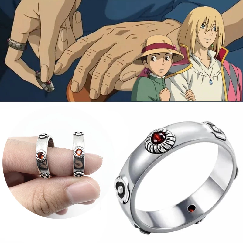 

Anime Howl's Moving Castle Ring Hayao Miyazaki Cosplay Howl Sophie Metal Adjustable Unisex Rings Jewelry Prop Accessories Gift