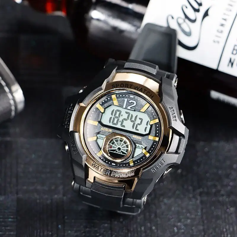 Multifunctional Electronic Watch Boy Student Sports Waterproof Luminous Alarm Clock Cool Korean Style Junior High School