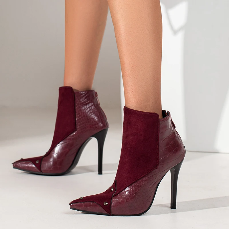 

Женские ботильоны с острым носком, черные кожаные ботинки, женская обувь на высоком каблуке, женские зимние ботинки на высоком каблуке, женс...