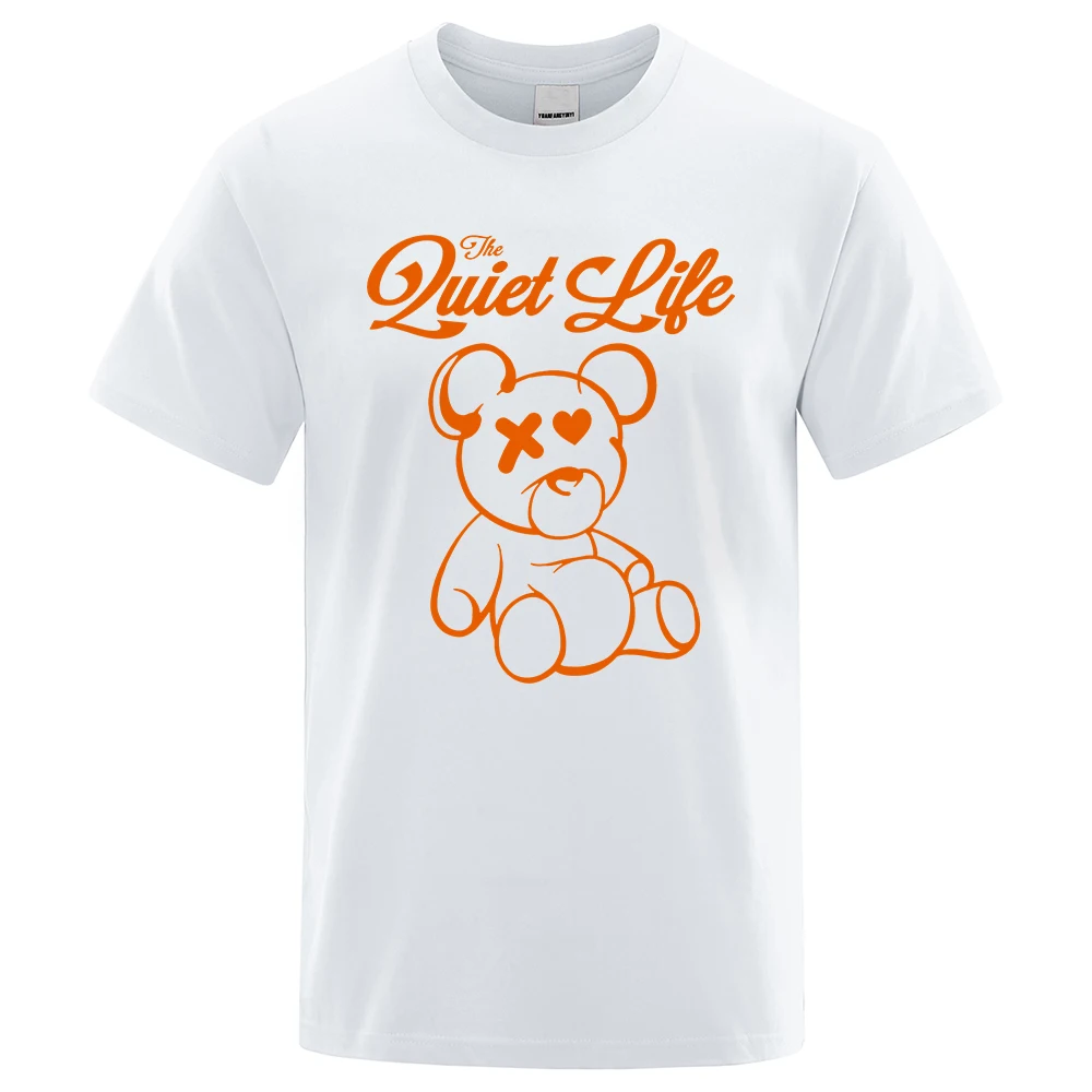 

Teddy Bear Brush Stroke Cartoons Printing Men T-Shirt Casual O-Neck Streetwear Harajuku Summer T-Shirts Cotton Loose Casual Tops