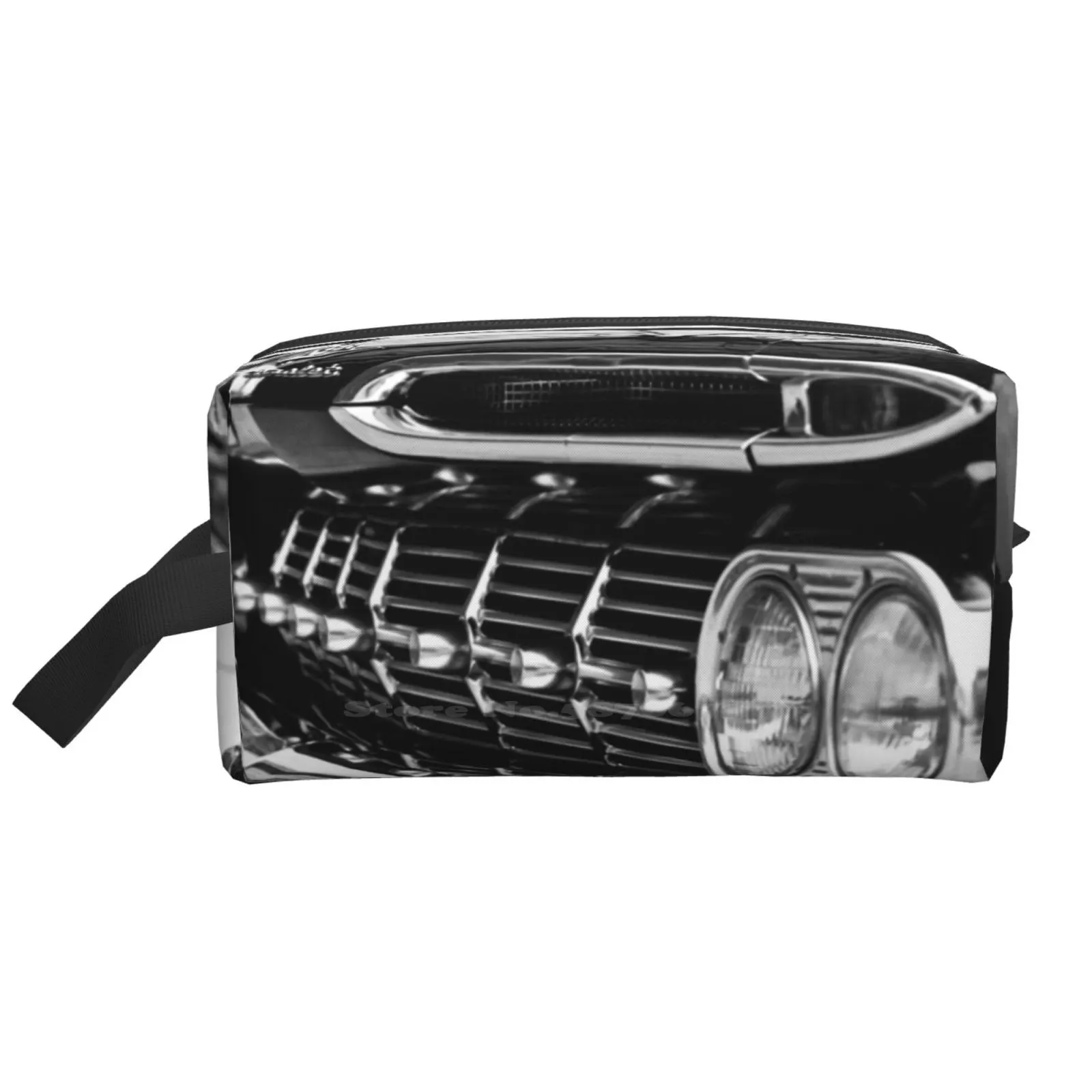 

Винтажная сумка для ванной комнаты Chevy Impala, сумка для хранения и передачи данных, сумки для макияжа, винтажная черно-белая сумка для Chevrolet