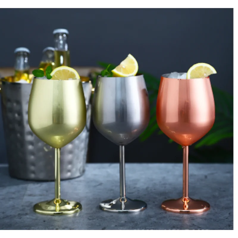 Stainless Steel Champagne Cup Wine Glass Cocktail Glass Creative Metal Wine Glass Bar Restaurant Goblet Rose Gold Water Bottle
