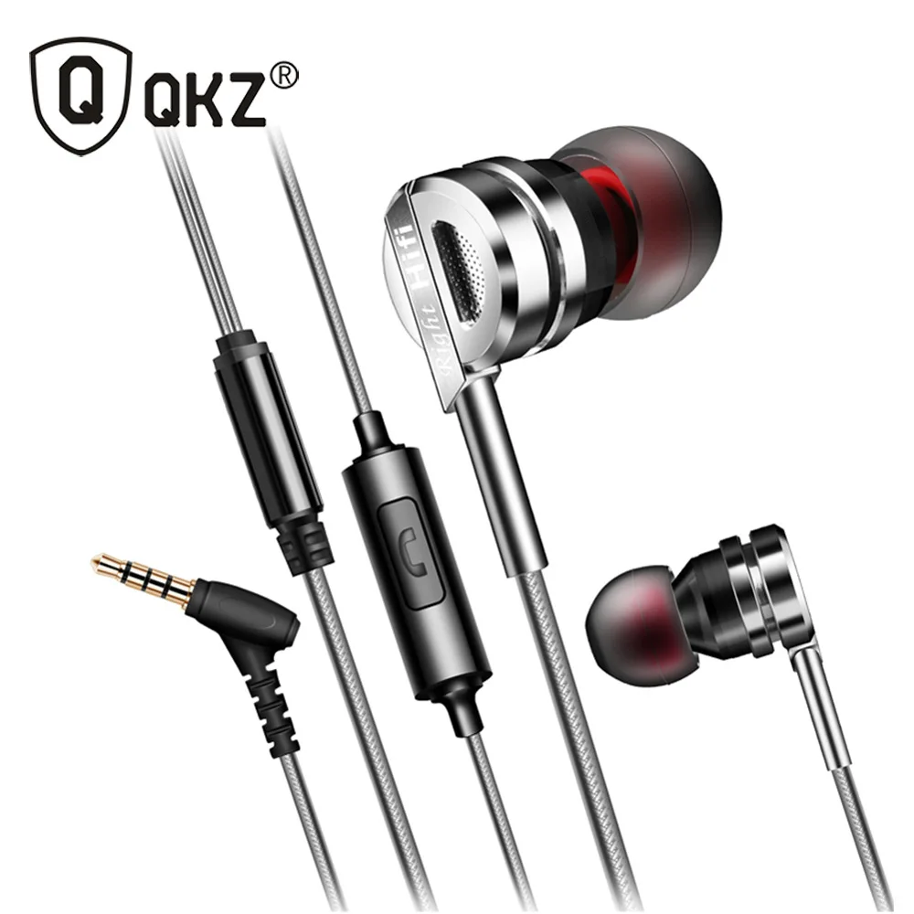 

QKZ DM9 Zinc Alloy HiFi Earphone 3.5mm Wired In Ear Earphones BASS Metal DJ MP3 Headset Noise Cancelling Earbuds With Mic