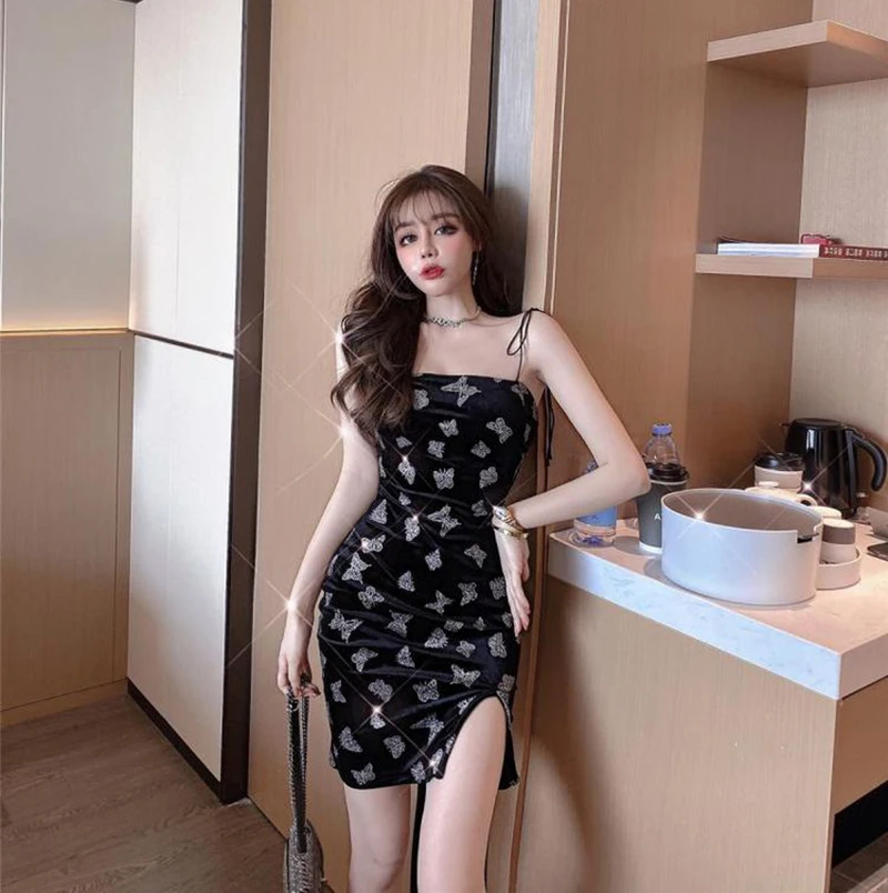 

Spring Fashion Women's New One-line Collar Sling Sexy Hip Slim Dress