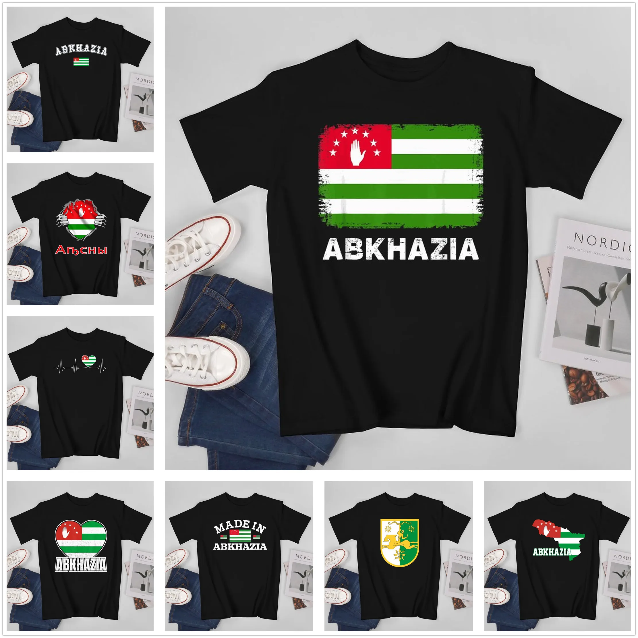 

More Design Men Tshirt Republic Of Abkhazia Flag Tees T-Shirt O-neck T Shirts Women Boys Clothing 100% Cotton