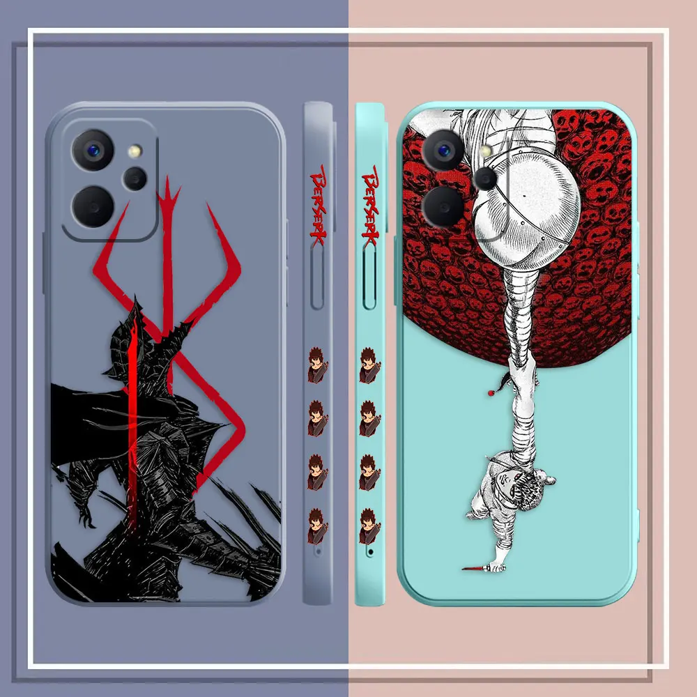 Berserk Manga Guts Case For Realme 10 9 8 8I 7 7I 6 5 C15 C21 C21Y GT NEO 2 3 5 V11 V13 V15 V25 Colour Liquid Case Funda Shell