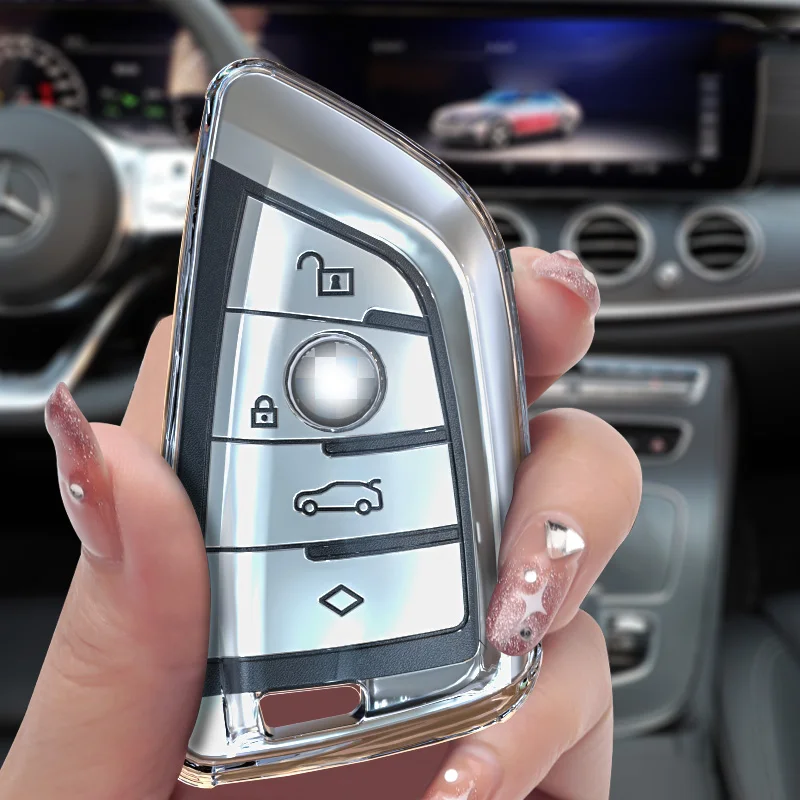 

New TPU Transparent Car Key Case Cover Shell for BMW E46 E60 E90 F10 F30 F11 G20 G30 E87 Keychain Holder Ring Accessories