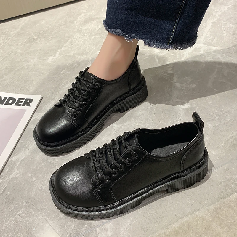 

Summer Shoes Ladies Round Toe Shallow Mouth Loafers With Fur 2022 Fashion Women's Oxfords All-Match Female Footwear British Styl