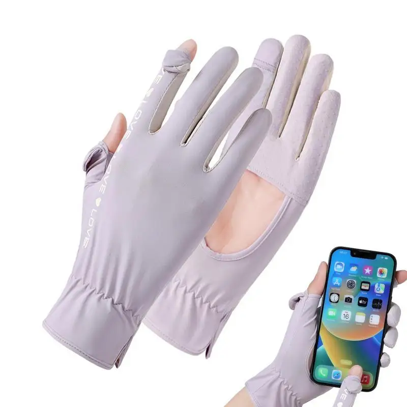 

Женские искусственные шелковые перчатки для вождения с вырезами на ладони, женские солнцезащитные перчатки для женщин, солнцезащитные перчатки с защитой от УФ-лучей