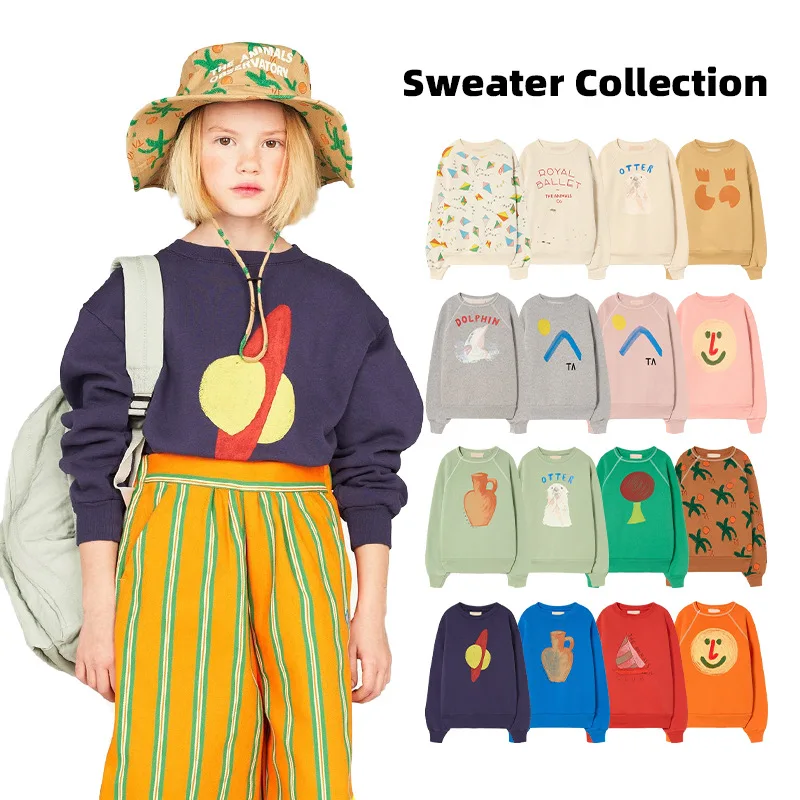 

New TAO Baby Boy Girl Sweater For Kid Cotton Hoodies Printing Long-sleeved Pullover Winter Children Cartoon Sweatshirt 1-12Years