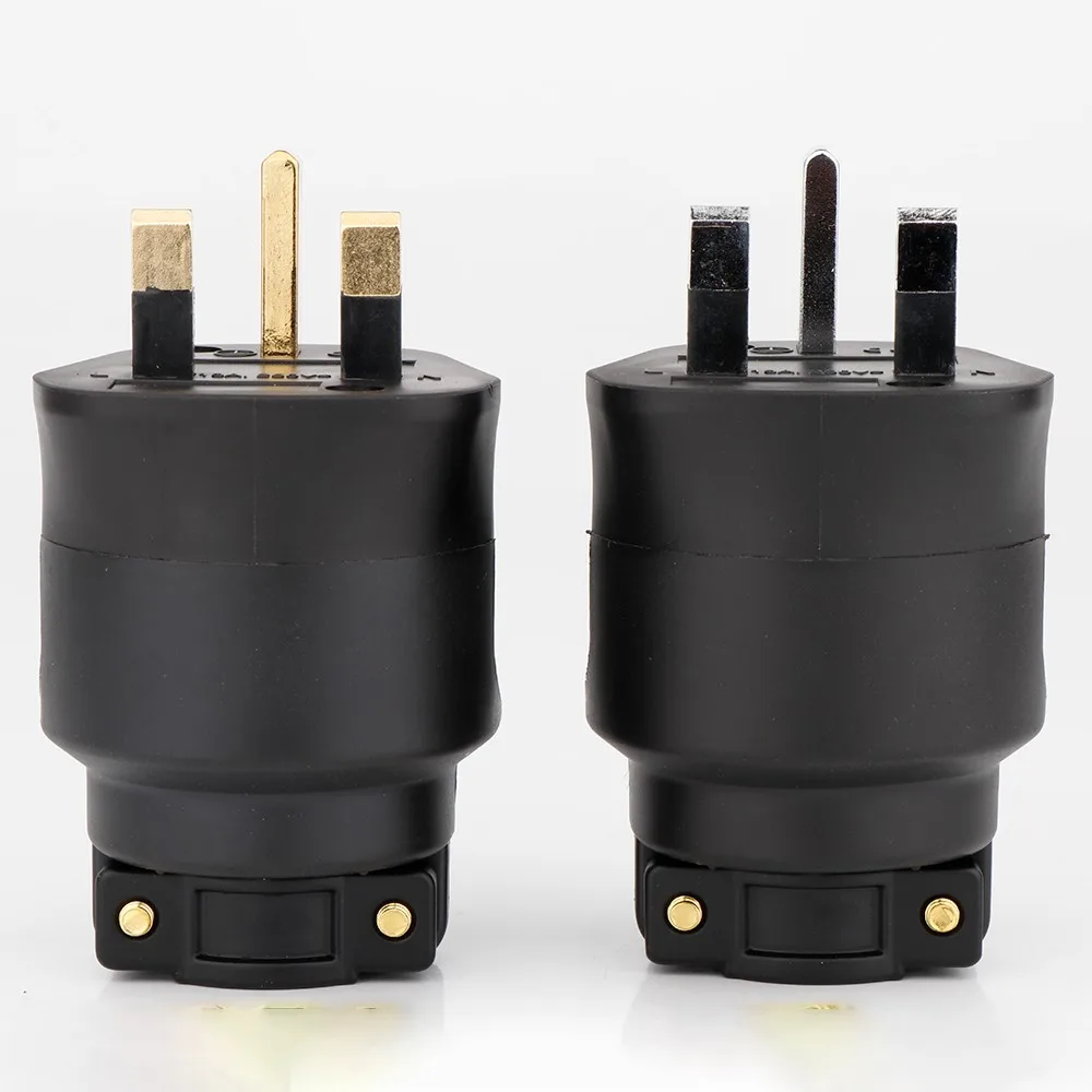 

High Quality UK Male AC Power Plug Inlet Outlet Gold Rhodium Plated