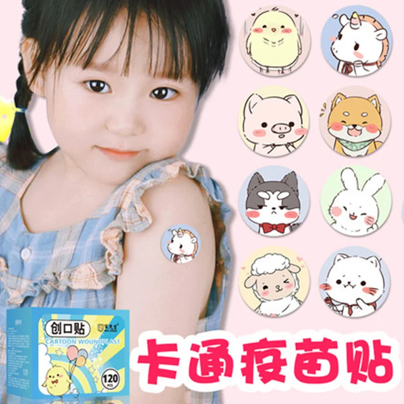 

Vaccine patch cartoon band aid needle eye prevention needle waterproof breathable face cute girl small children round