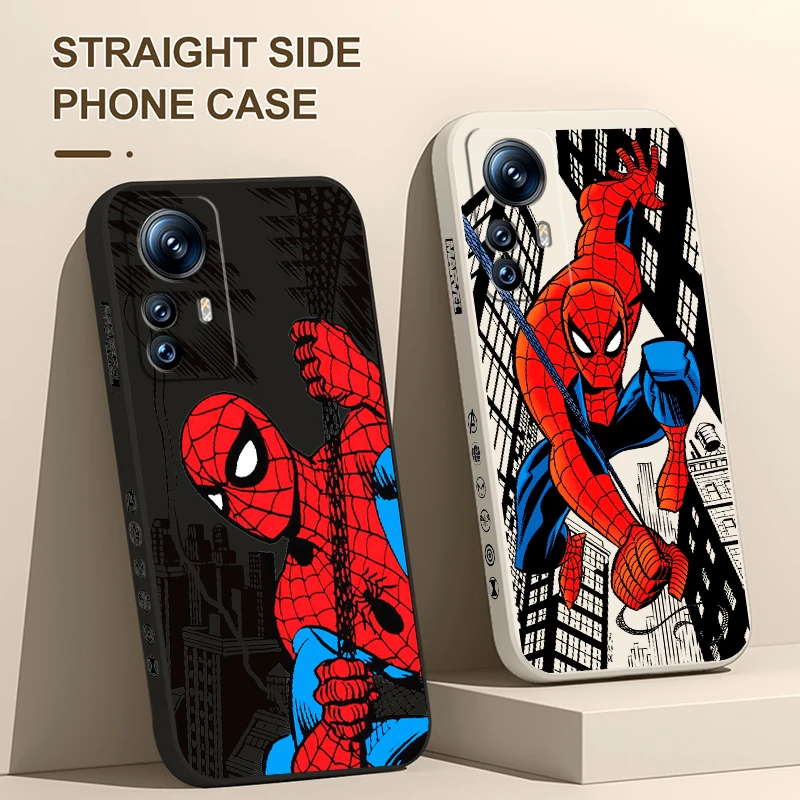

Spiderman Marvel superhero Liquid Left Rope Phone Case For Xiaomi Mi 12S 12X 12T 12 11i 11T 11 10 10S 10T Pro Lite Ultra 5G