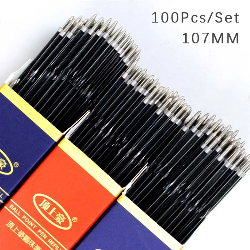 

100Pcs/Set 0.7mm Ballpoint Pen Refill Black Red Blue 3 Colors Office Supplies Escolar Writing Pen High Quality 107MM Refills