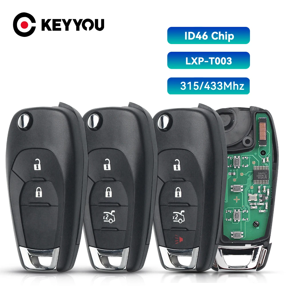KEYYOU-llave de coche remota abatible de 315Mhz/433MHZ para Chevrolet Cruze Colorado Trailblazer Onix Tracker RS ID46 Chip