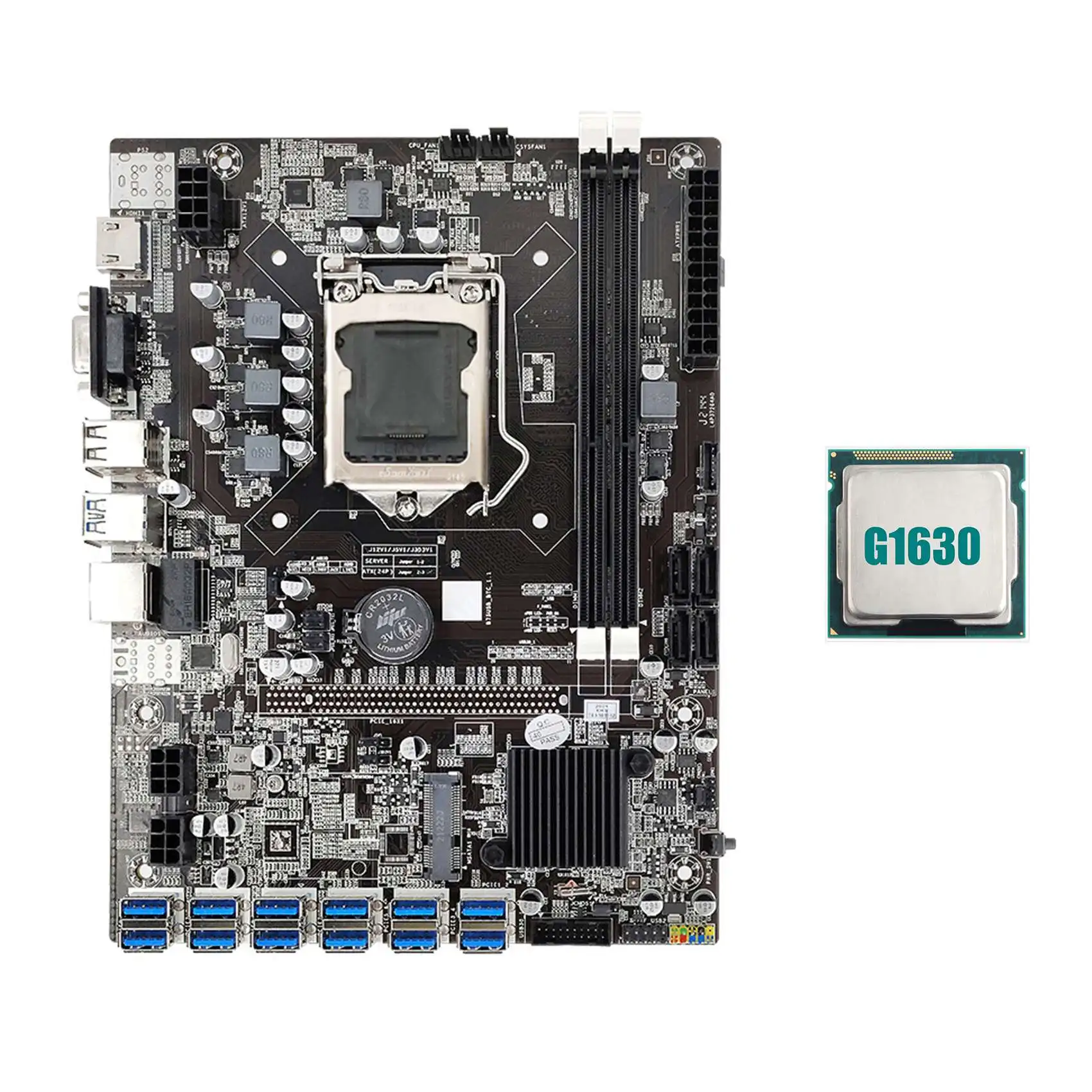 

B75 ETH Mining Motherboard 12 PCIE to USB with G1630 CPU LGA1155 MSATA Support 2XDDR3 B75 USB BTC Miner Motherboard